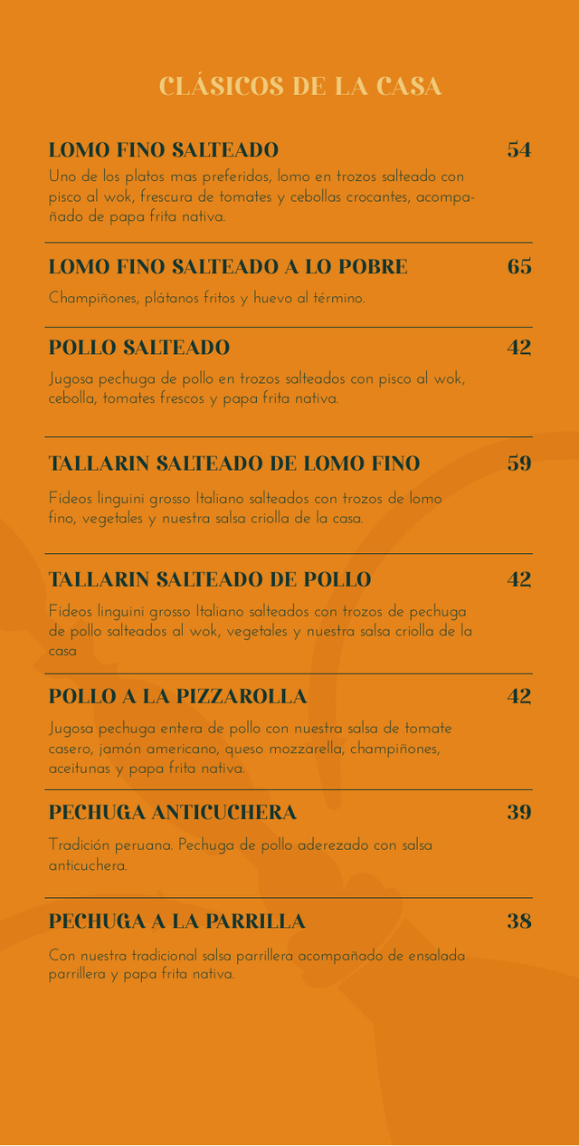 Clásicos de la casa · página 15: diseño, fotografías y precios de la carta original