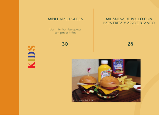 Kids · página 17: diseño, fotografías y precios de la carta original
