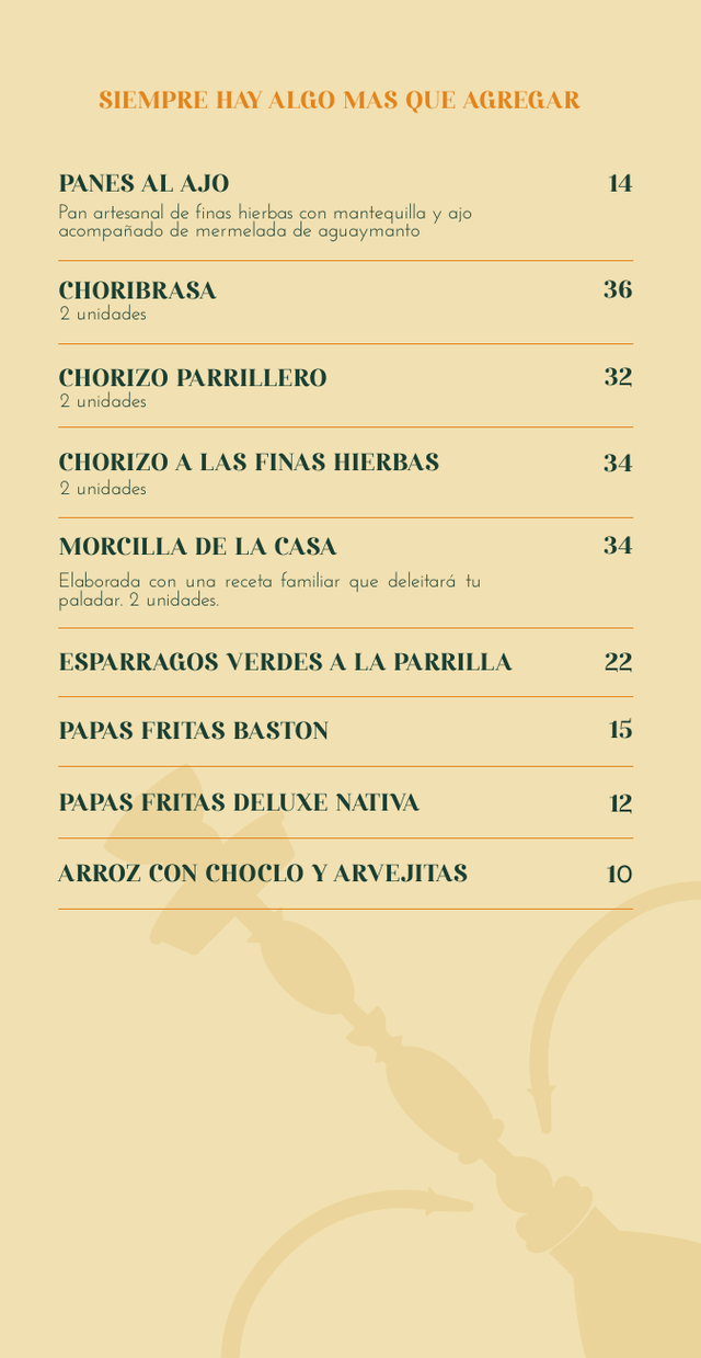 Siempre hay algo más que agregar · página 18: diseño, fotografías y precios de la carta original