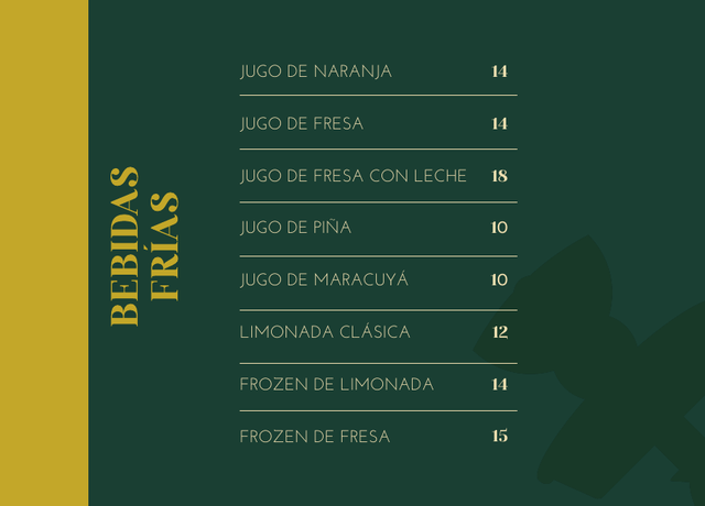 Bebidas frías · página 19: diseño, fotografías y precios de la carta original